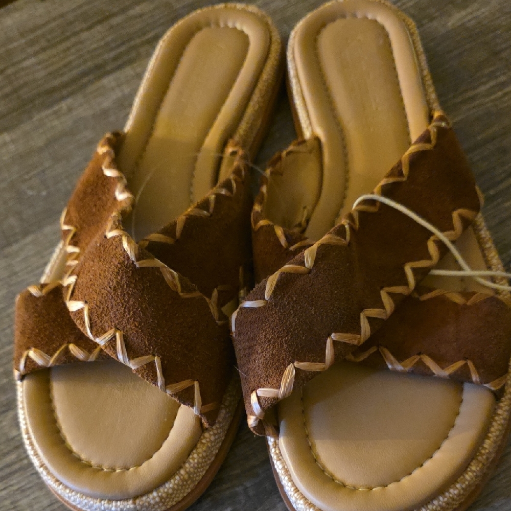 Cristina Francini Made In Italy Chic Tan Suede Suede Sandals Size 9.5